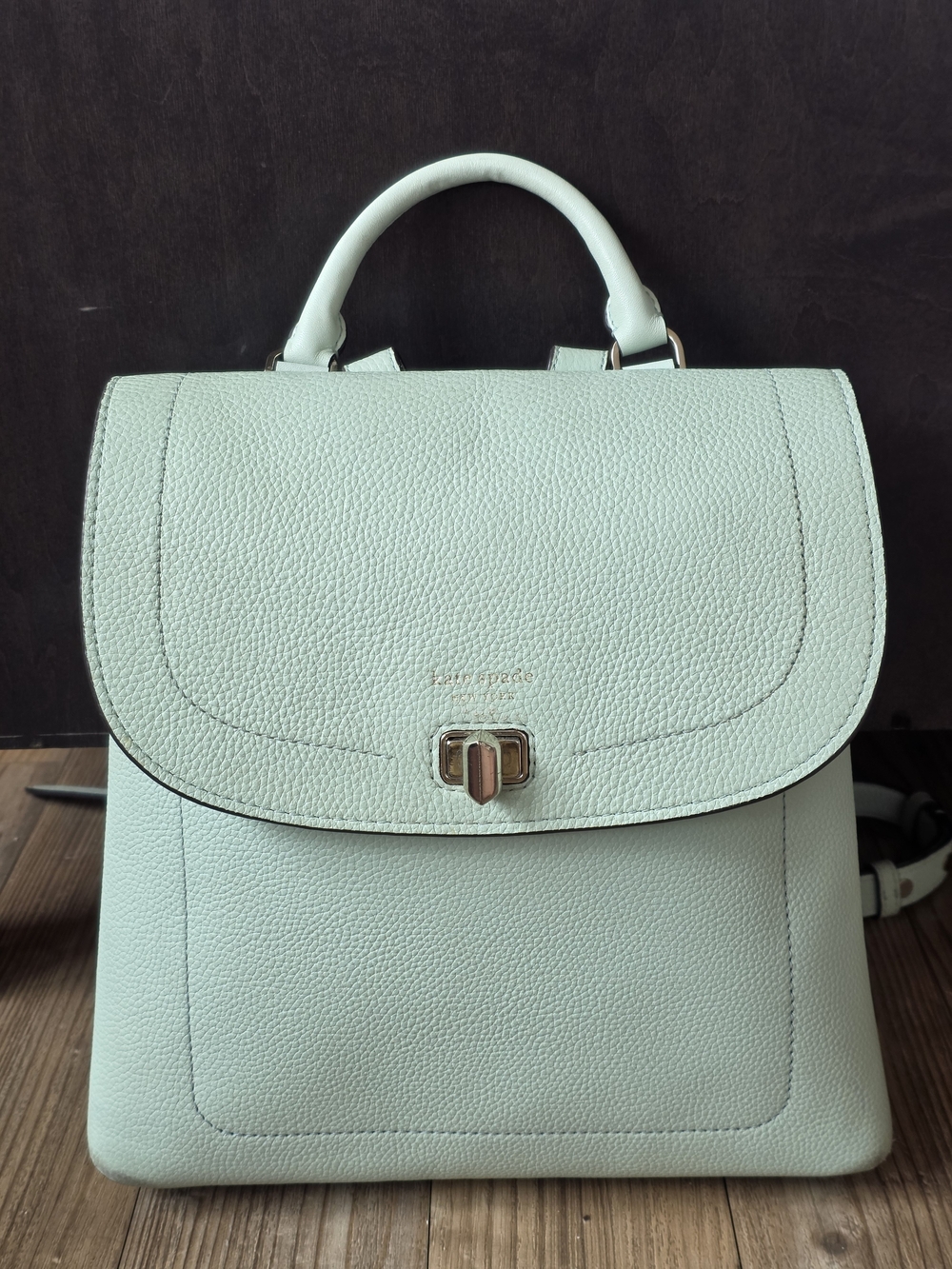 kate spade Mint Green Pebbled Leather Top-Handle Backpack